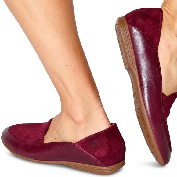 Dansko Lace Loafers Glazed Leather & Suede Slip-Ons Flats in Wine Size 38 7-7.5 - Picture 3 of 16